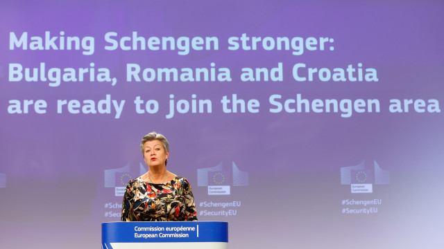 European Commissioner for Home Affairs Ylva Johansson gives a press conference on the readiness of Bulgaria, Romania and Croatia 29 11 2023